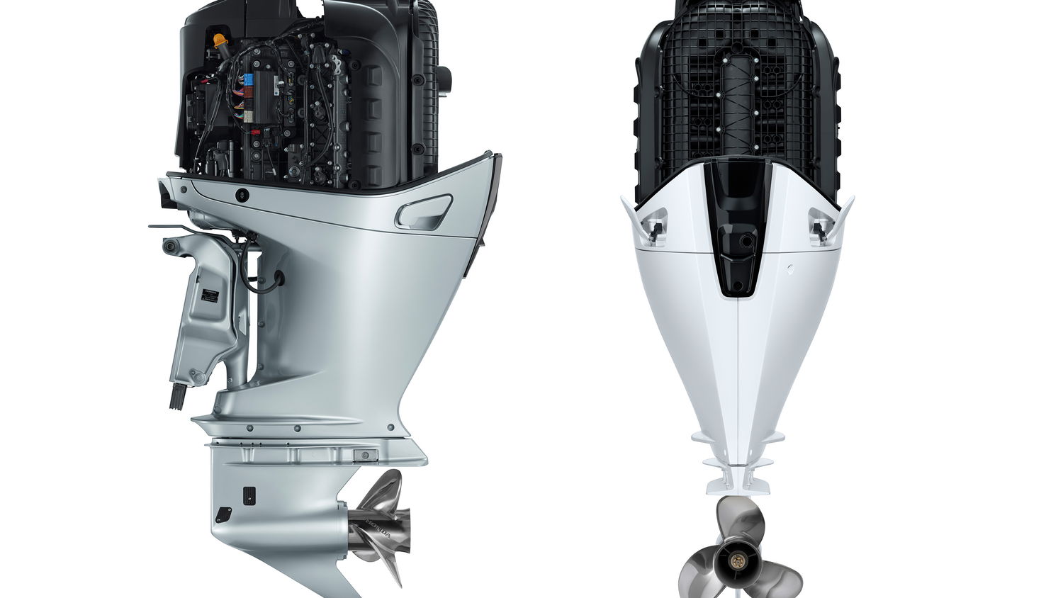 Honda B350 outboard V8 with engine cover removed