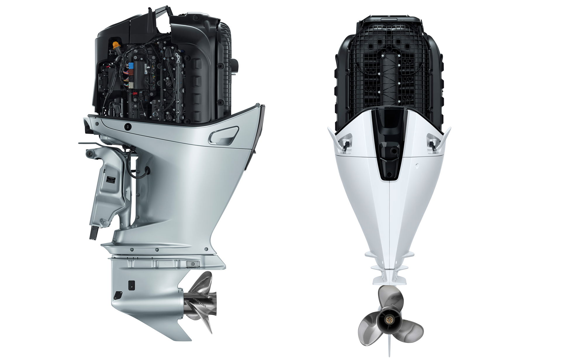 Honda B350 outboard V8 with engine cover removed