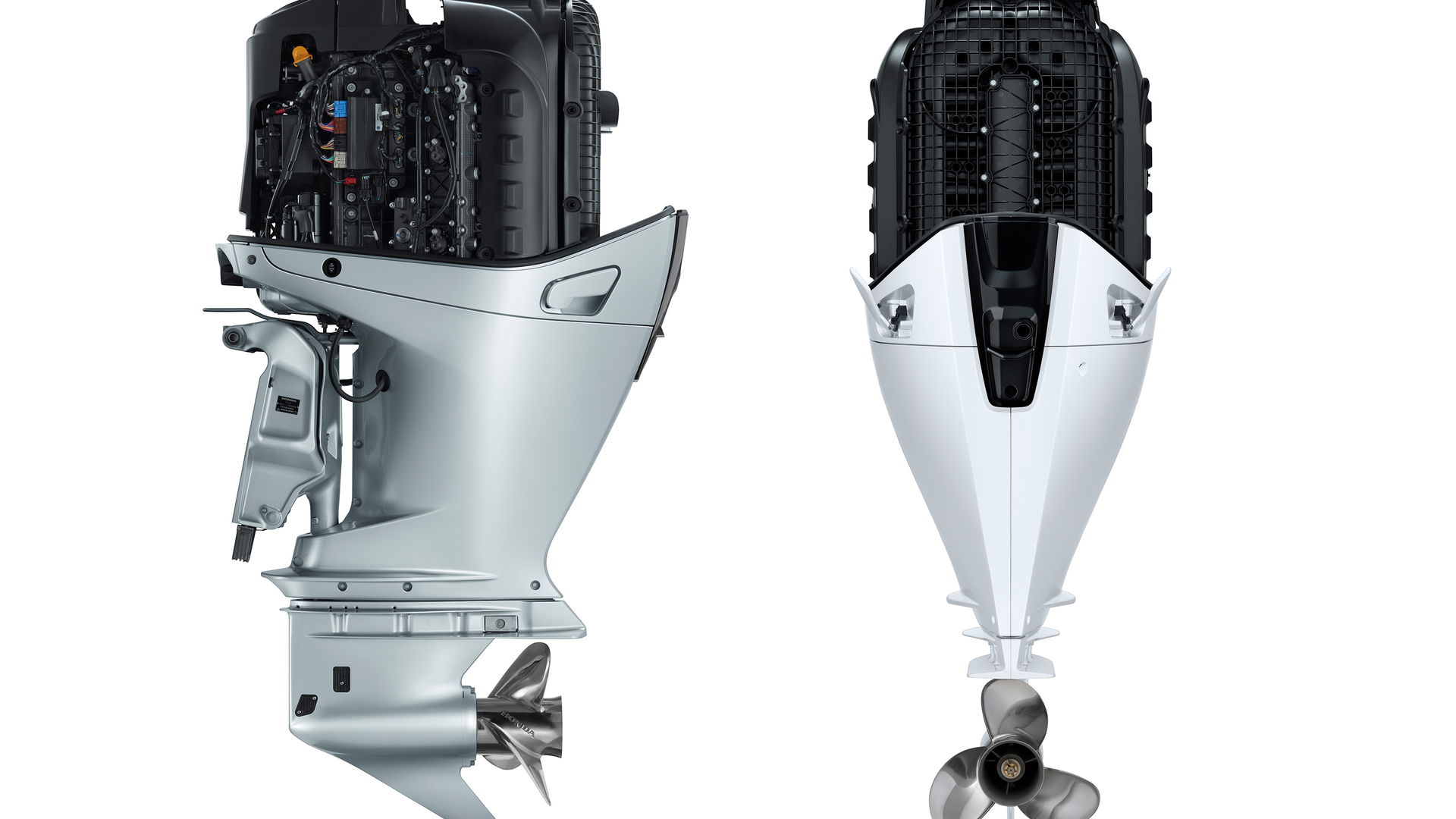 Honda B350 outboard V8 with engine cover removed