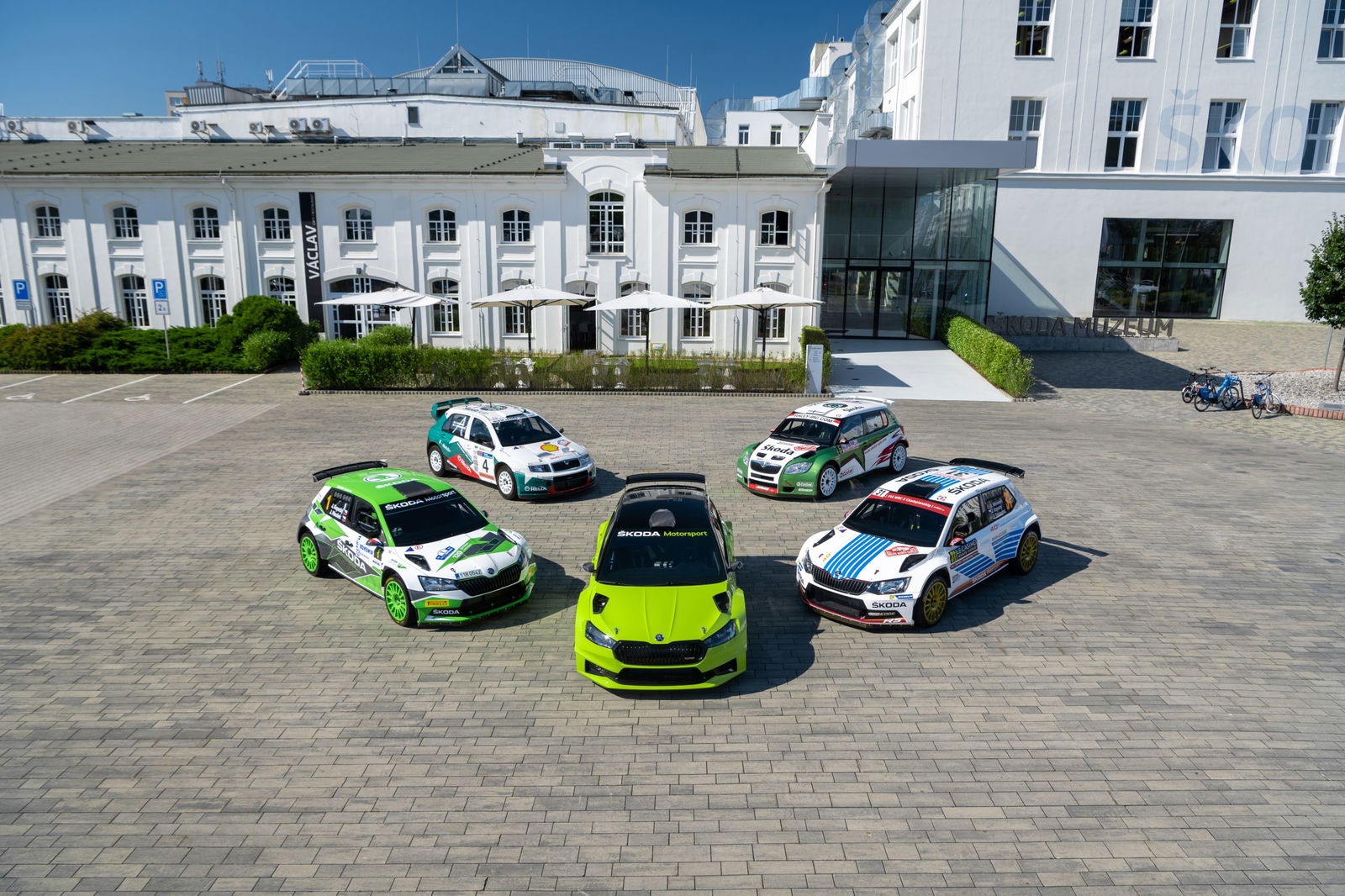 A selection of Skoda Fabia rally cars
