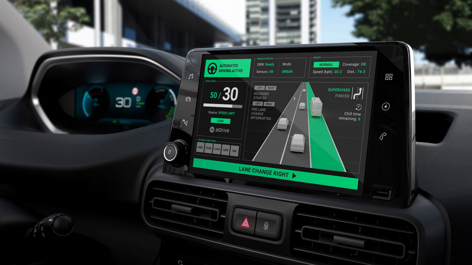 Interior of an autonomous vehicle from aiMotive