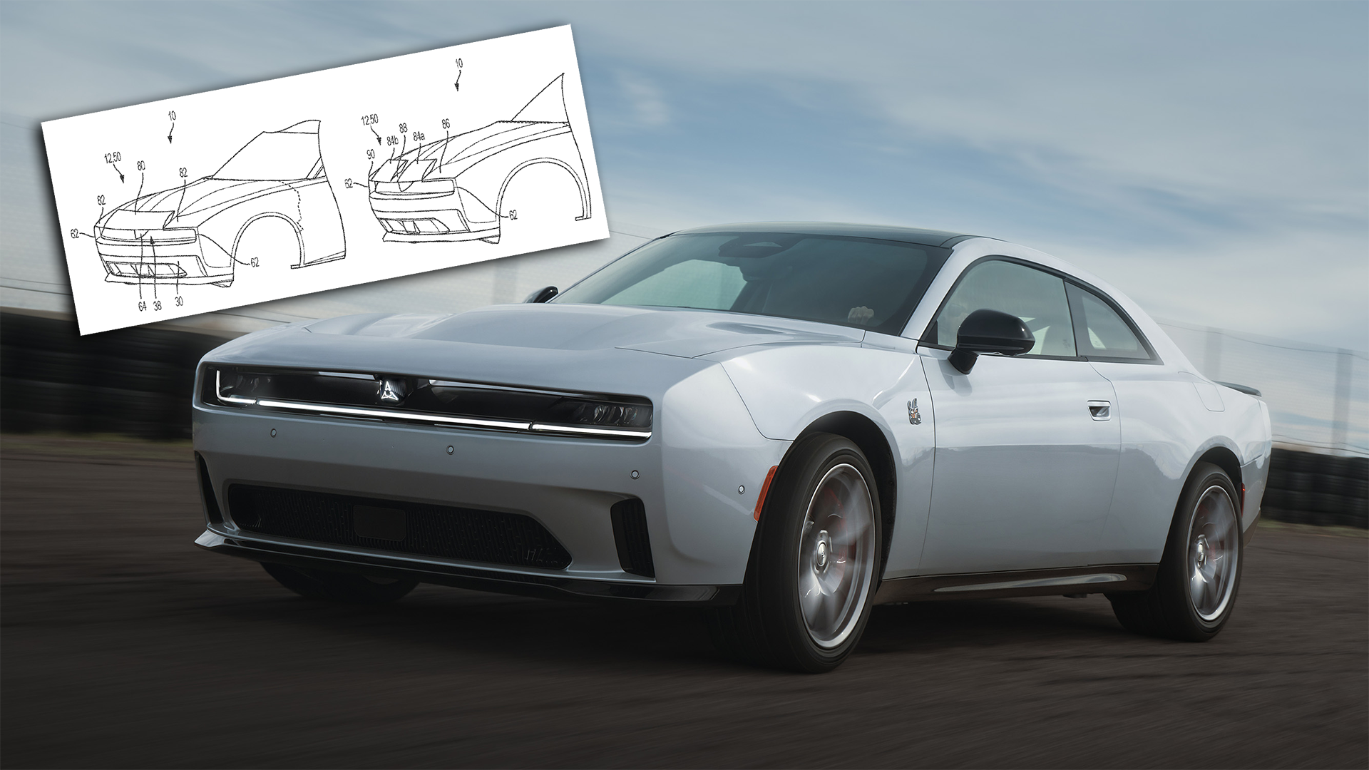 Dodge Charger, with patent drawings for active aero devices