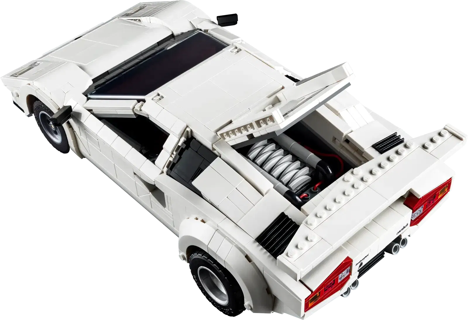 Lego Icons Lamborghini Countach - overhead, engine cover open