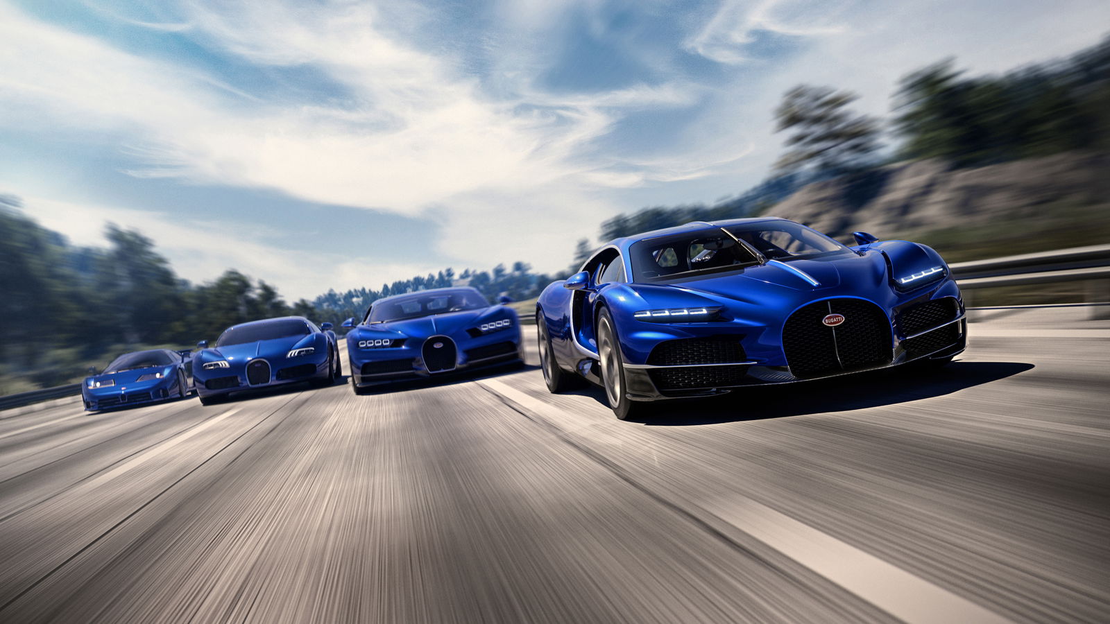 Bugatti Tourbillon with Chiron, Veyron and EB110