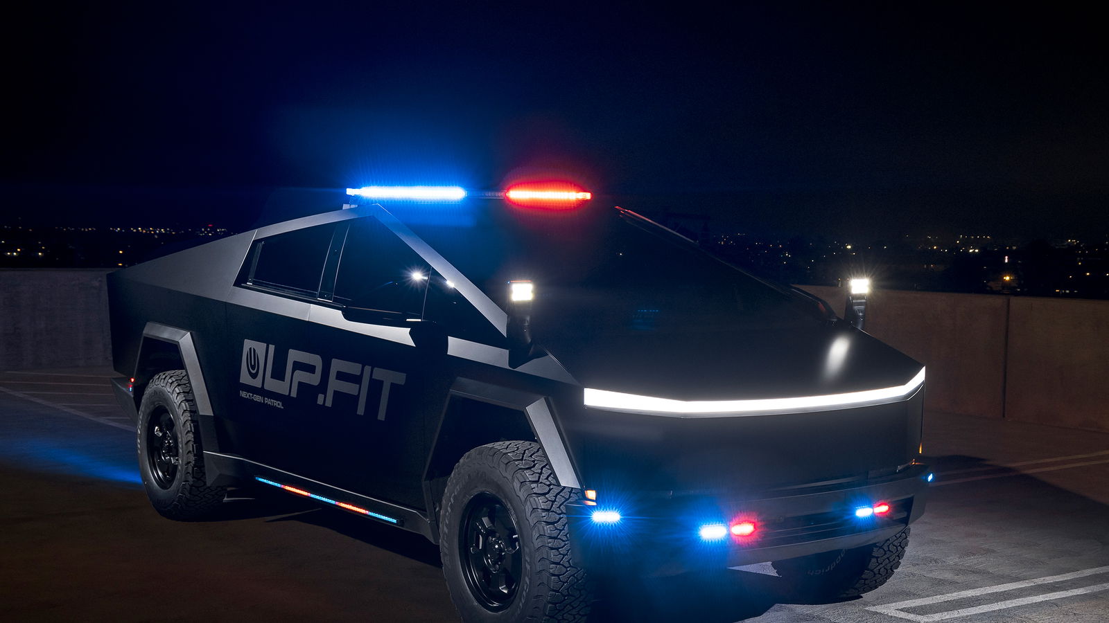 Tesla Cybertruck police car - front