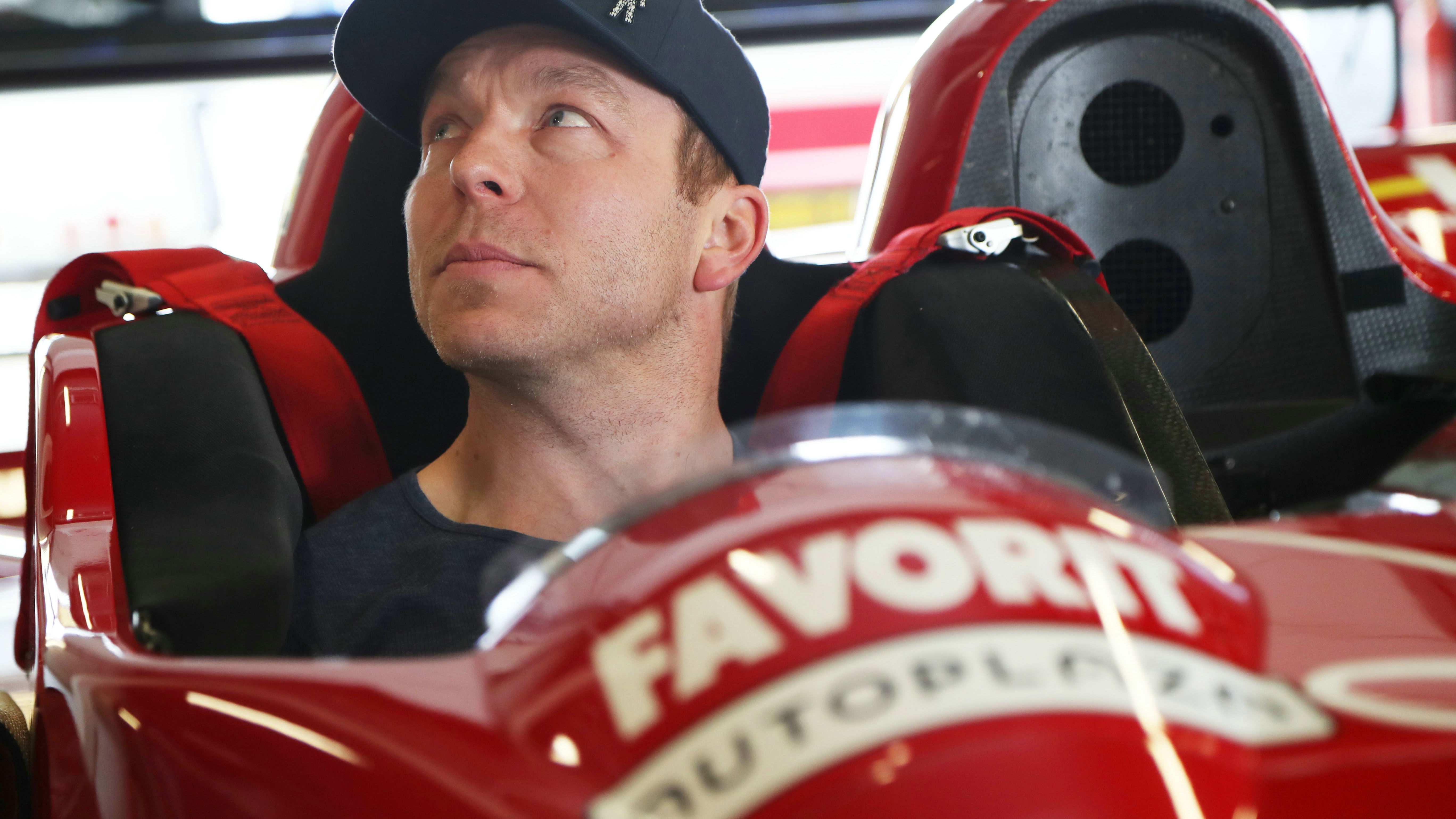 Chris Hoy at the wheel of a Courage racing car
