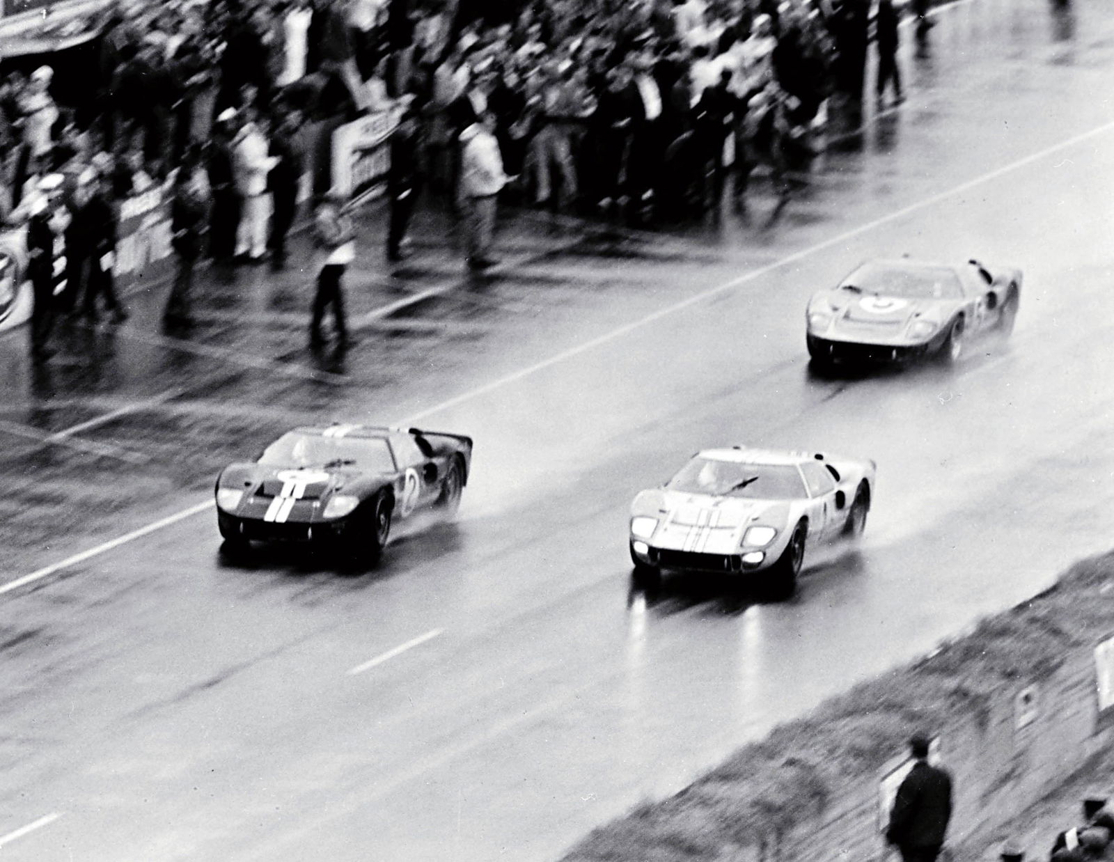 Ford GT40s sweep the podium at the 1966 24 Hours of Le Mans