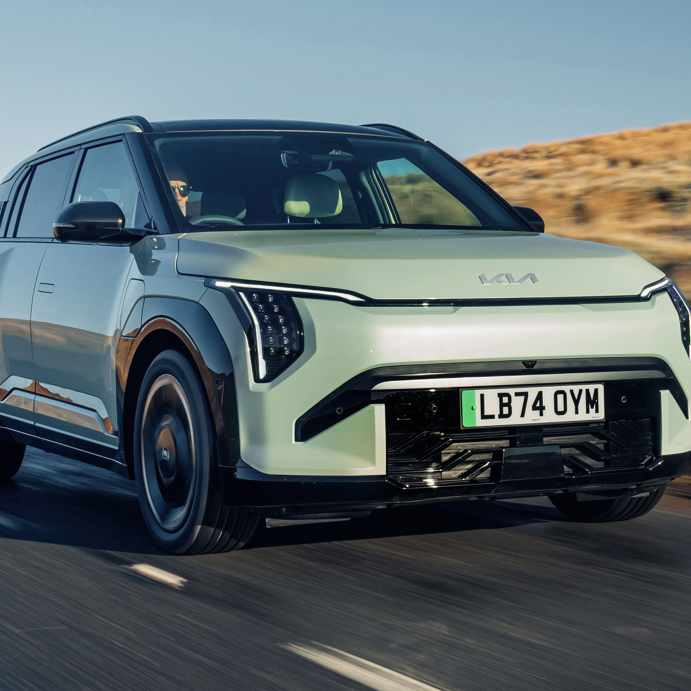 Kia EV3 - front, driving