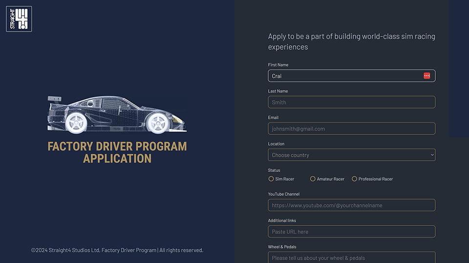 Project Motor Racing - Factory Driver Program