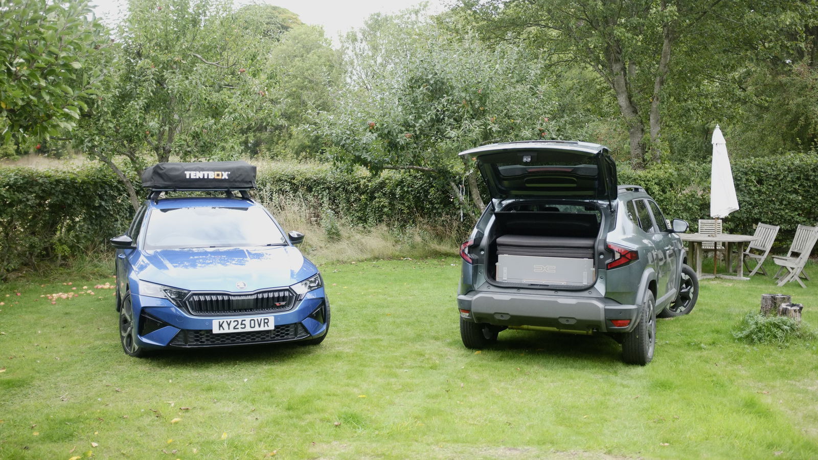 Skoda Octavia and Dacia Duster car camping setups