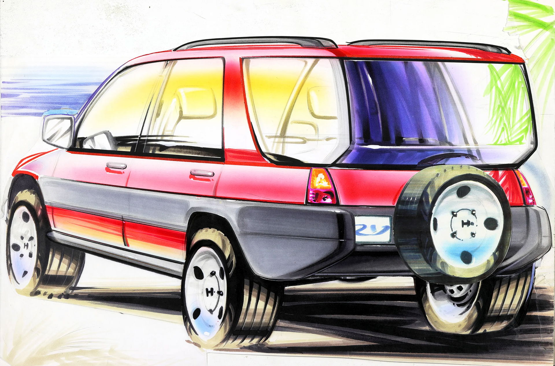 Honda CR-V first generation design sketch