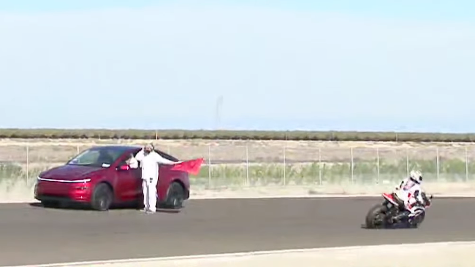 Tesla Driver Gets Lost, Somehow Enters Live Motorcycle Race
