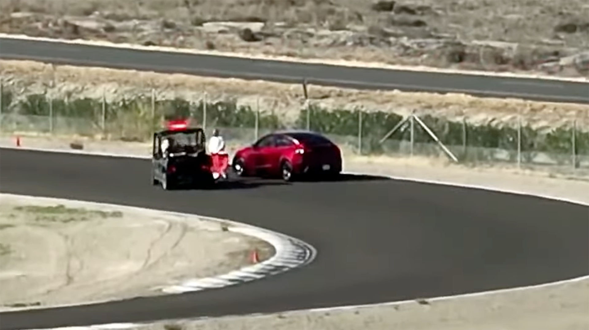 Tesla Driver Gets Lost, Somehow Enters Live Motorcycle Race