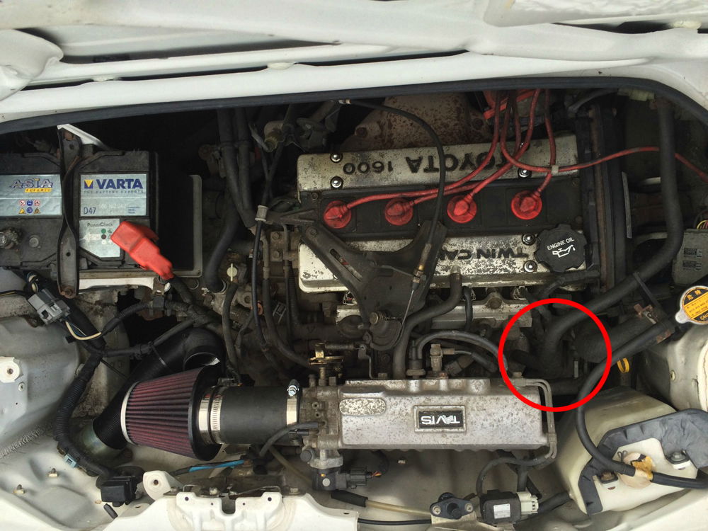 The alternator is tucked away down here with the dipstick, check the alternator for any signs of advanced rust. Check the oil is a healthy colour, and check under the oil cap on the cam cover for any 'mayonnaise' - this could be due to a head gasket failure.