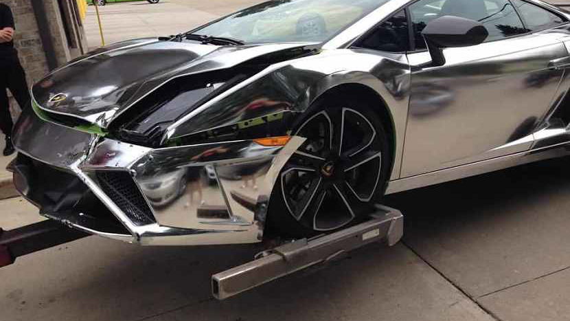 This Young Girl's Chrome Lambo Birthday Present Got Its Bumper Rearranged In A Jeep Wrangler Smash