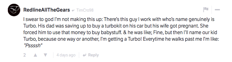 Fellow CTzen RedlineAllTheGears had this to say about a name that can't possibly be true...can it?