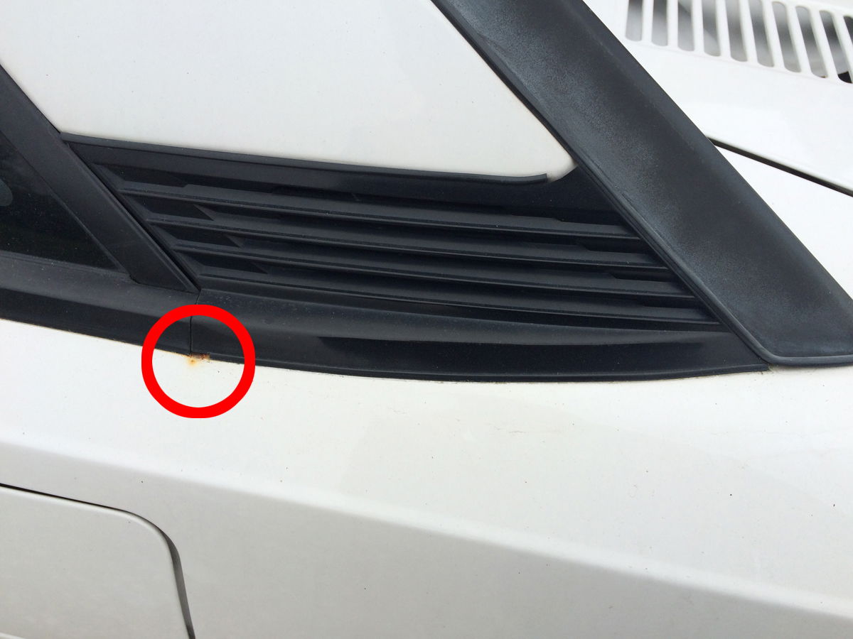 There will likely be rust near the rain gutter drain, a little is nothing to worry about but anything larger than a penny could be problematic.