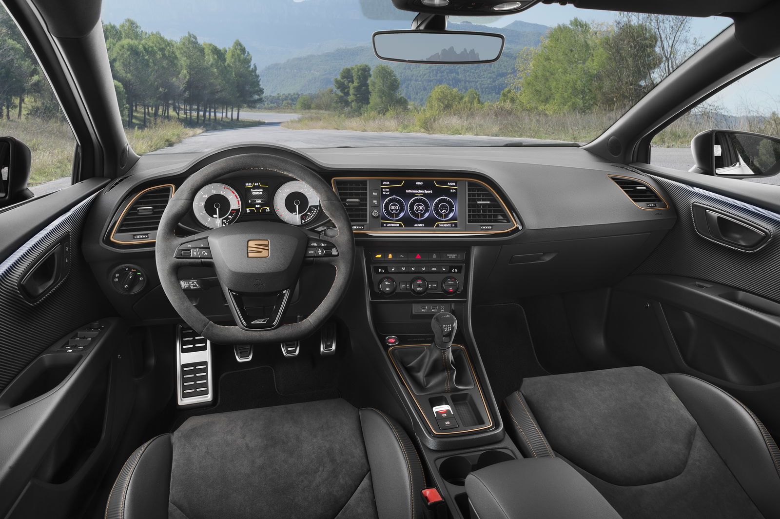 The copper accents nicely liven up the Cupra's otherwise staid cabin
